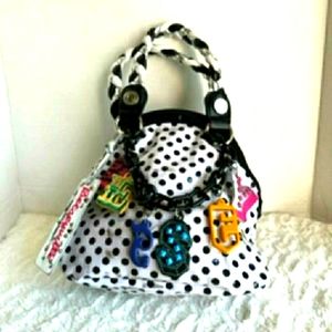 Betsey Johnson Betseyville Vinyl Purse Black & White